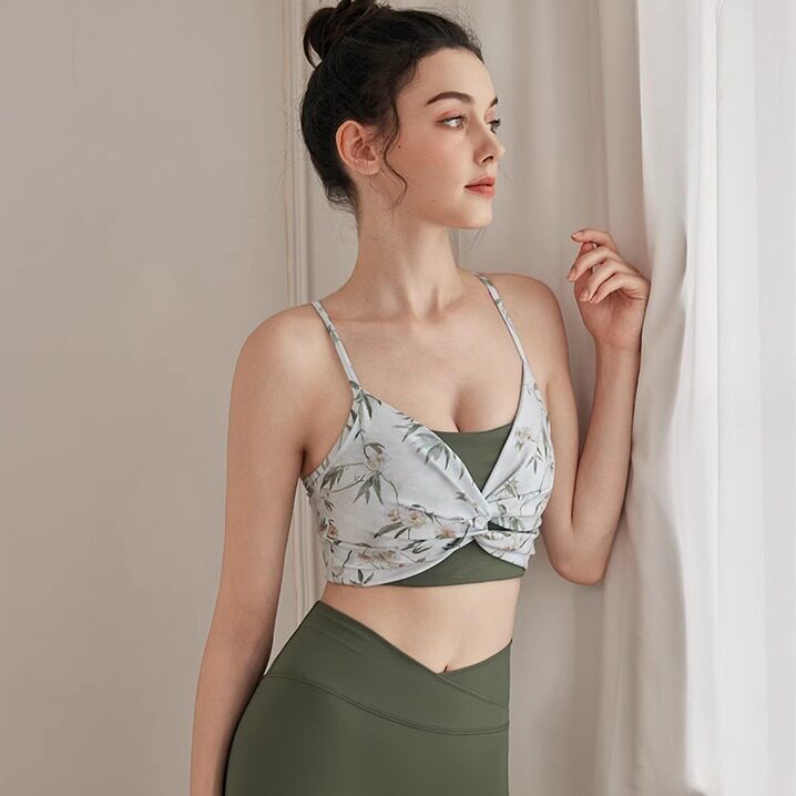 新款国风爆款彩色健身跑步瑜伽背心女挂脖运动内衣瑜伽上衣文胸女