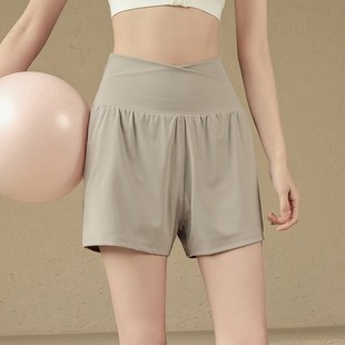 假两件高腰运动短裤女夏季宽松休闲跑步训练防走光舞蹈健身瑜伽裤