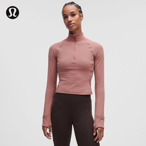 It's Rulu 女士运动短款半拉链衫 *华夫格丨lululemon丨LW3KP3S
