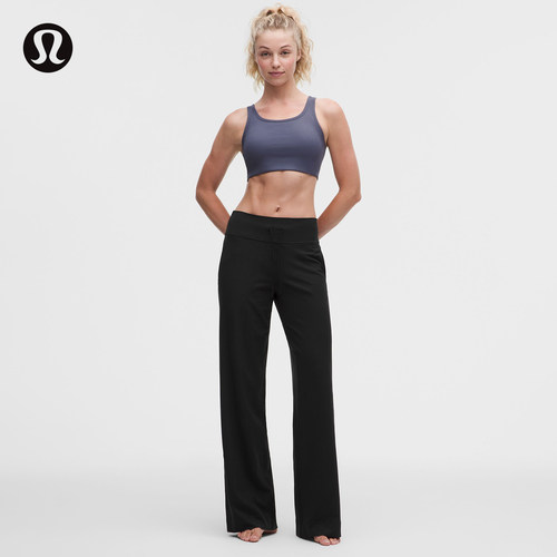 Groove 女士运动混合罗纹高腰阔腿裤*常规款丨lululemon丨LW5IUKS