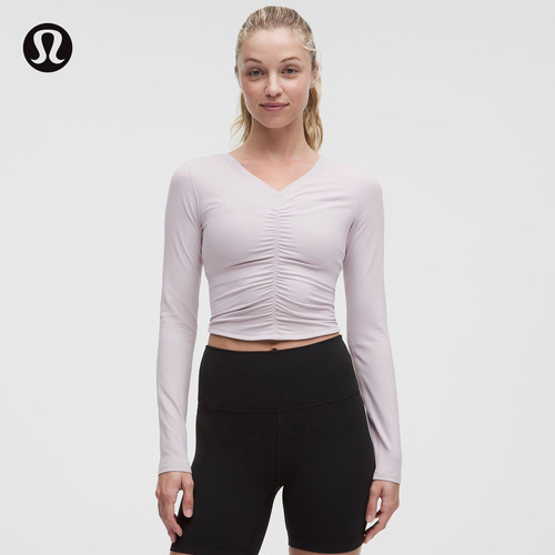 All It Takes™女士运动中间收褶V领长袖T恤丨lululemon丨LW3LSLS