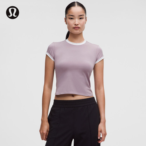 女士棉混纺滚边短款短袖 T 恤丨lululemon丨LW3JPLS