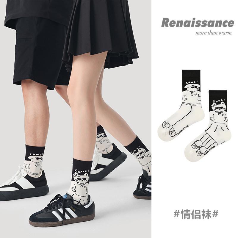 卡通创意袜子女夏季Renaissance搞怪中筒袜男士春秋棉袜运动情侣