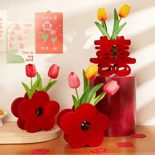 结婚专用喜字立体摆件订婚用品花篮婚房布置卧室装饰客厅婚礼摆台