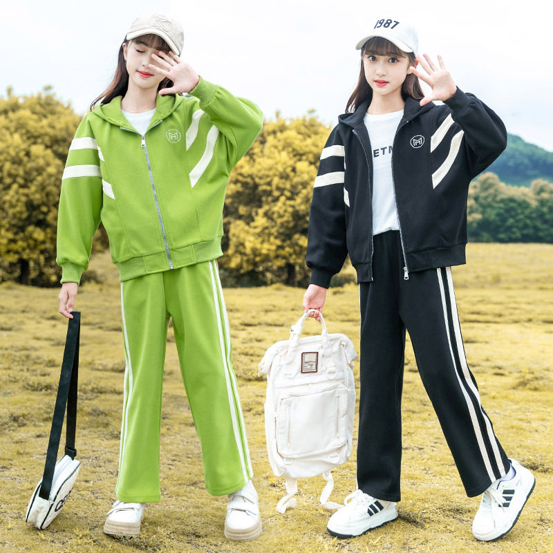 网红洋气潮流11岁女童秋装套装学院风女孩一大一小儿童姐妹闺蜜装