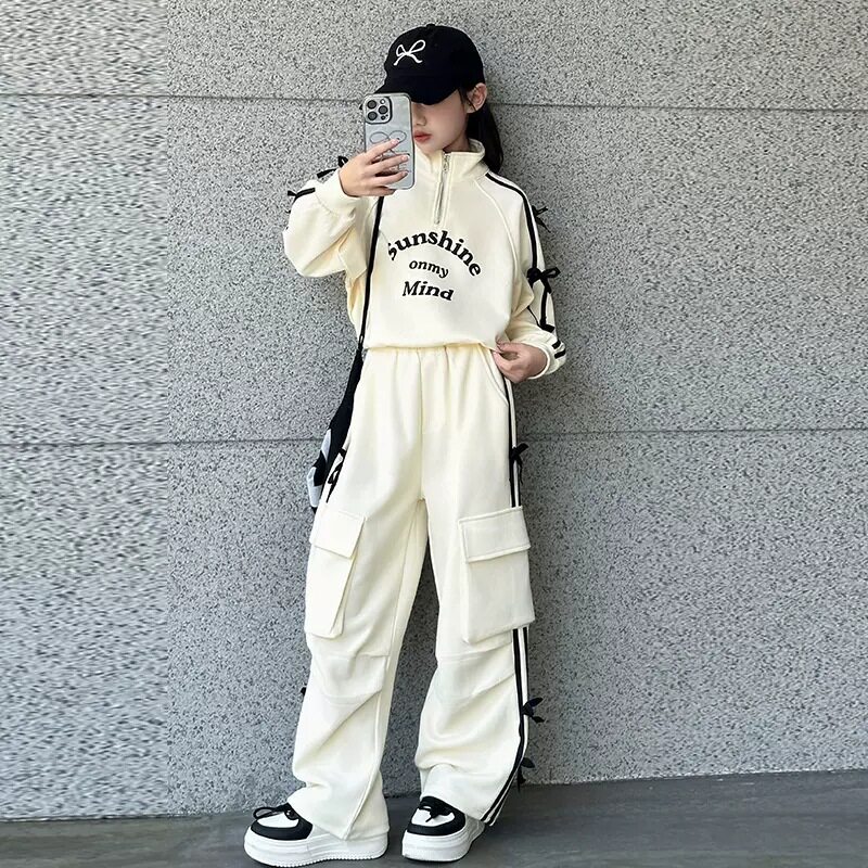 儿童姐妹装小学生女孩运动两件套春秋款女童休闲工装裤套装开学季