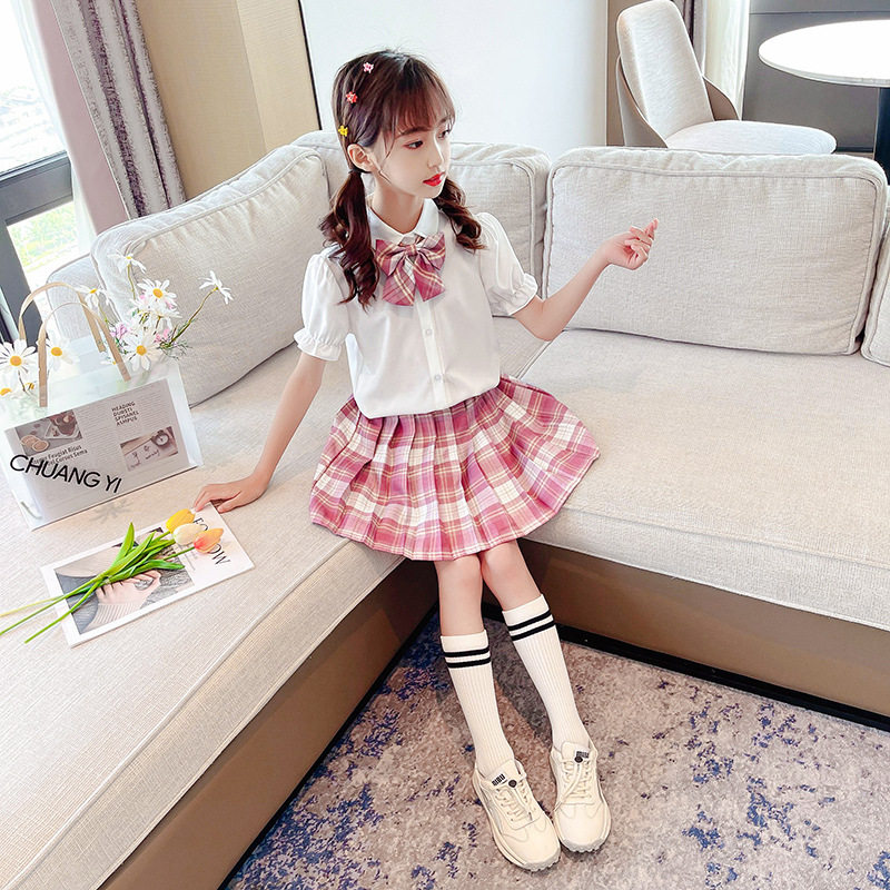 韩版时髦女童jk制服套装10岁中大童小学生女孩夏天衣服儿童闺蜜装
