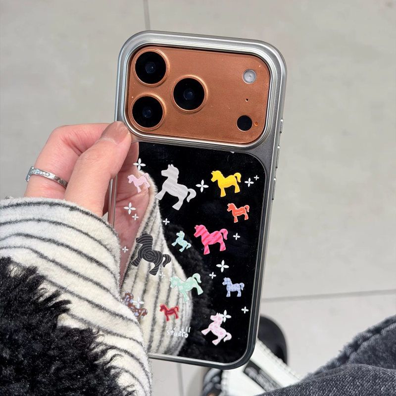 Shesell「马上成功」马年iphone17pro手机壳镜面电镀银边情侣闺蜜防撞手感好简约可爱新年