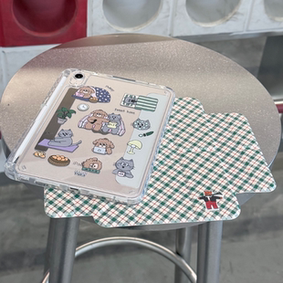 Shesell「绿格」Y折磁吸拆分亚克力iPad保护壳带笔槽绿色可爱少女插画风