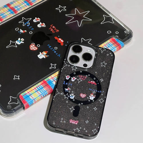 Shesell「秋到冬」强磁iPhone手机壳透黑闪粉满天星亚克力全包壳圣诞节礼物
