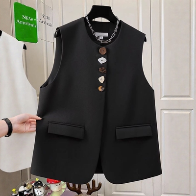 高级感扣子西装马甲女春季新款