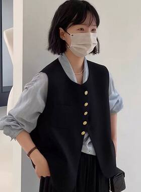 设计感重工金扣西装马甲小个子