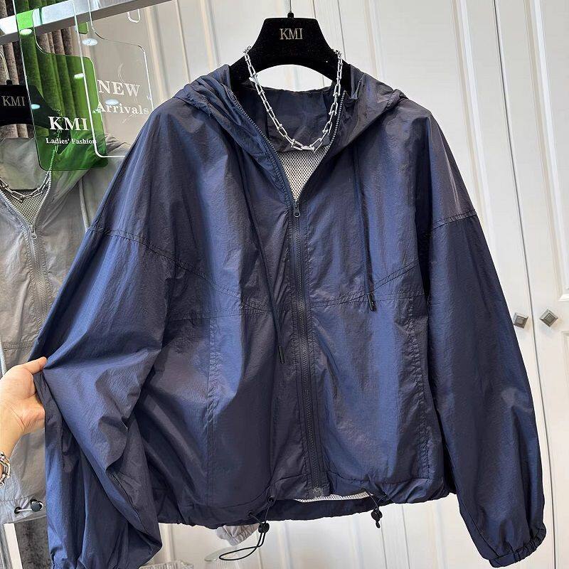 2026超火洋气韩系慵懒风宽松连帽薄款外套女夏季冲锋衣夹克防晒衣