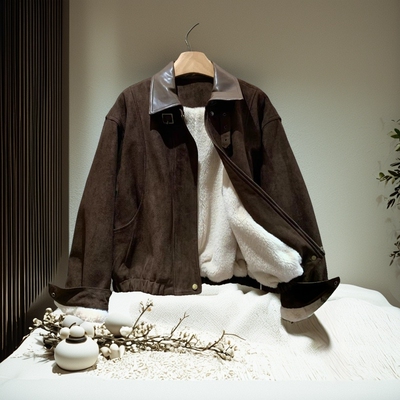 冬季加绒加厚显瘦短款外套女