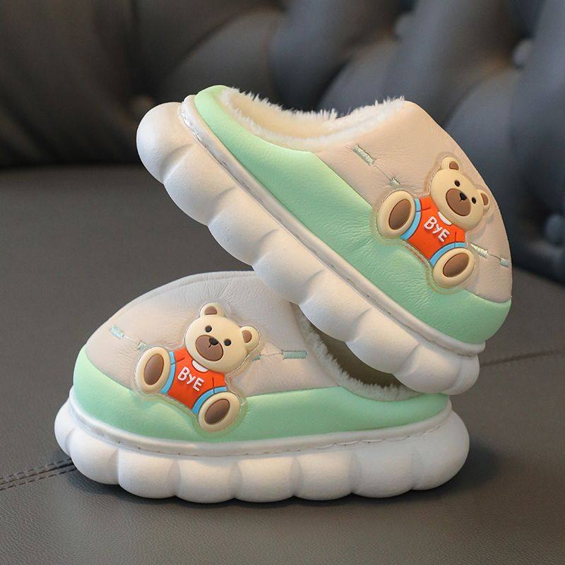 儿童拖鞋冬季居家保加厚宝宝毛绒拖皮面防水卡通可爱男女童棉拖鞋,童鞋/婴儿鞋/亲子鞋,儿童凉拖鞋,淘宝优惠券,粉丝福利购,淘宝优惠卷