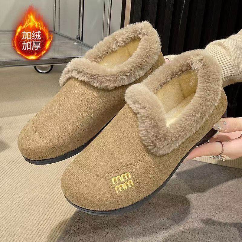 2025冬季新款加绒豆豆鞋复古平底加绒保暖毛毛女鞋防滑一脚蹬棉鞋,女鞋,棉鞋,淘宝优惠券,粉丝福利购,淘宝优惠卷