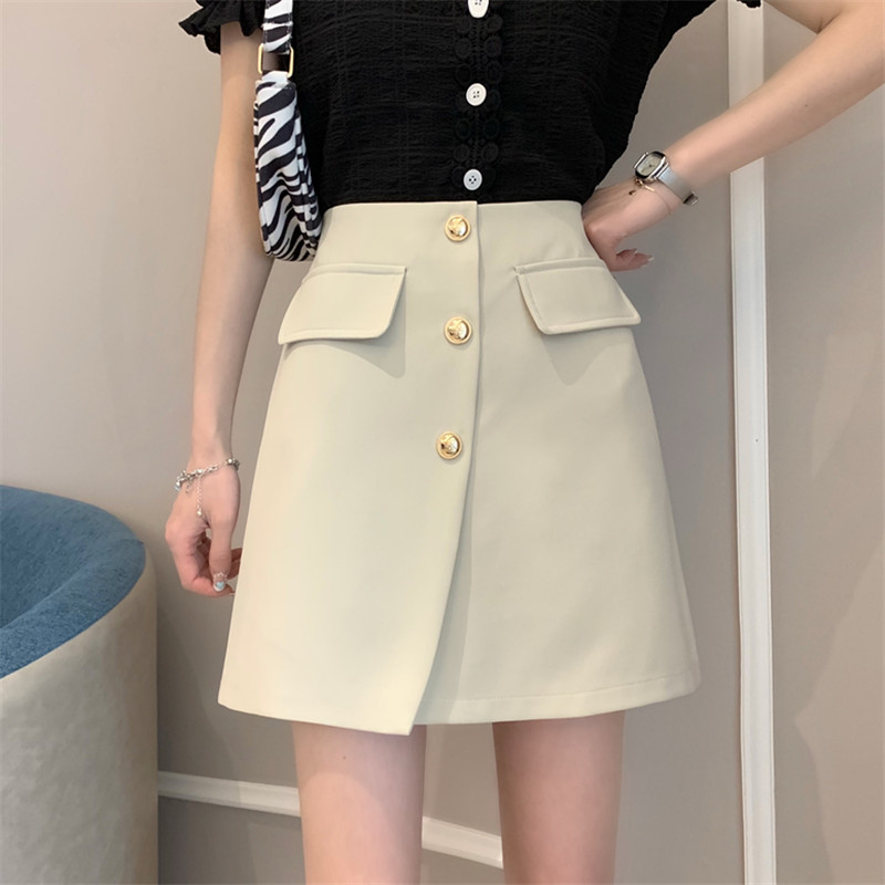 Korean high waist loose and versatile A-line skirt with irregular design