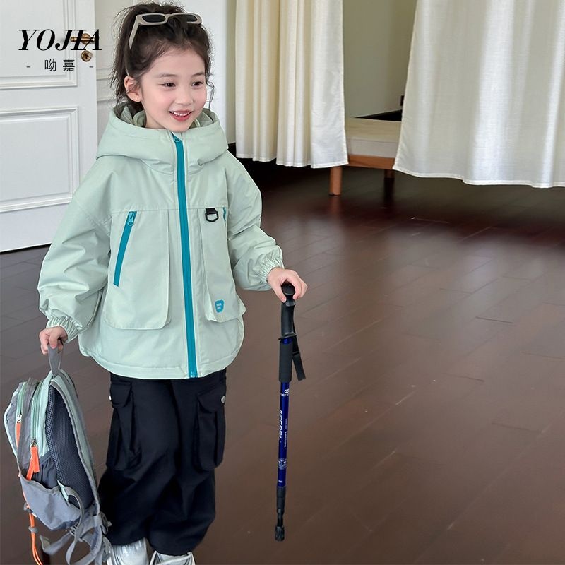 YOJIA女童冲锋衣秋冬2024新款洋气三合一可拆卸上衣儿童外套冬装