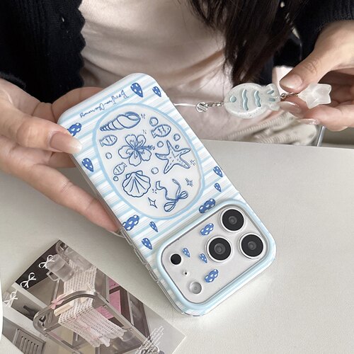 一家不会撞壳的店创意海洋线条海底涂鸦手机壳适用苹果iphone17P16PRO14promax15p13百搭硅胶防摔软壳保护套