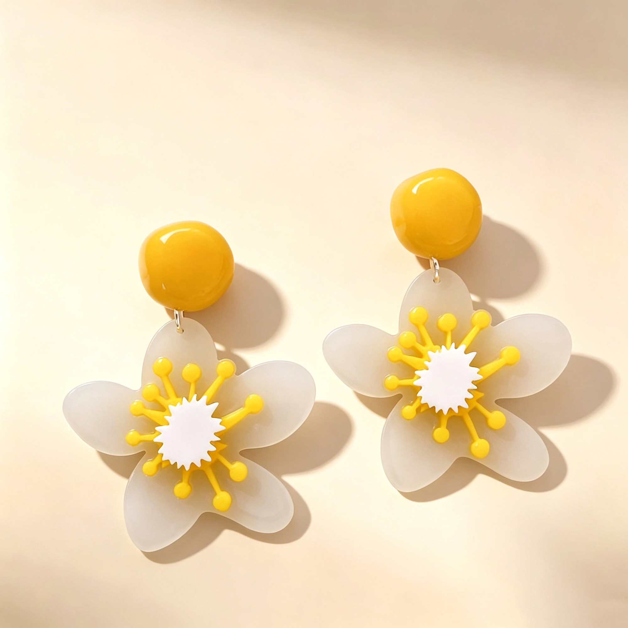 MEILAIFUREN奶系花朵耳钉度假