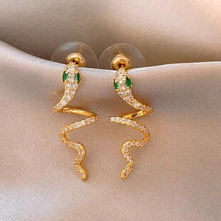 MEILAIFUREN高端定制 本命年灵蛇耳钉独特耳环轻奢高级感气质耳饰