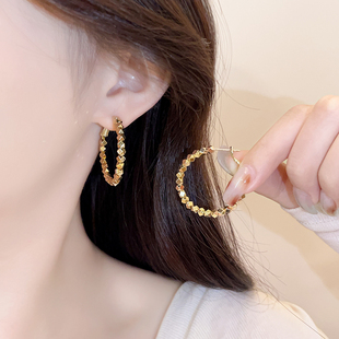 MEILAIFUREN高端定制金色碎银圈圈大耳环女高级感轻奢耳钉巨好看