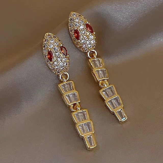 MEILAIFUREN高端定制 独特满钻长款锆石蛇形耳环气质大气耳钉耳饰,饰品/流行首饰/时尚饰品新,耳环,淘宝优惠券,粉丝福利购,淘宝优惠卷