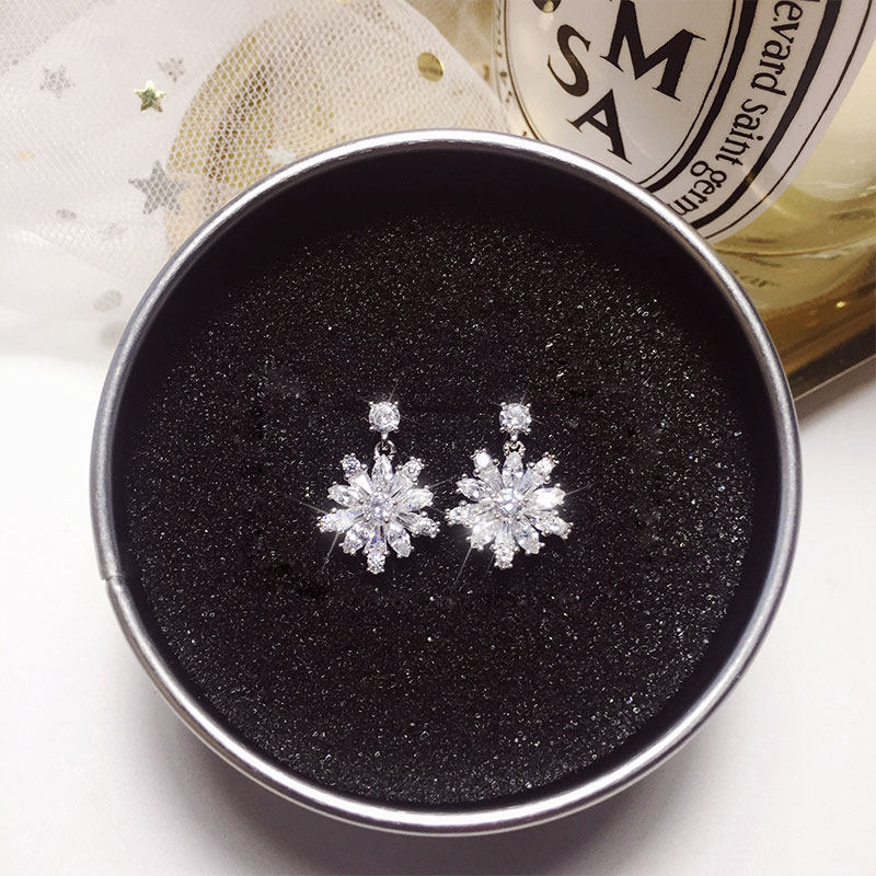 韩国雪花纯银耳钉耳环耳夹耳饰