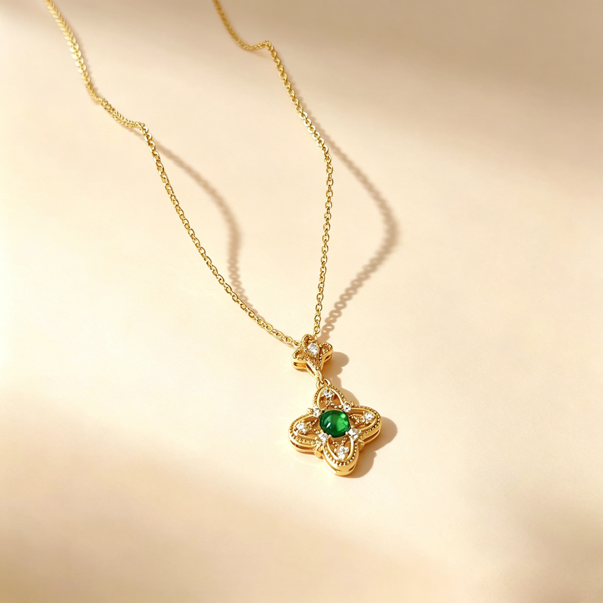 MEILAIFUREN花朵吊坠金色项链