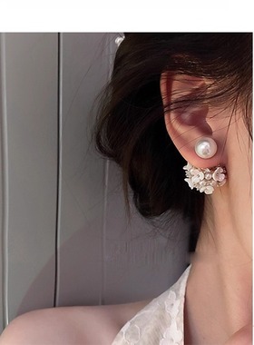 MEILAIFUREN高端定制耳环轻奢高级感白色耳坠巴洛克珍珠耳饰
