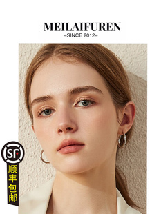 MEILAIFUREN高端定制素圈耳环女圈圈时尚气质高级大气ins风耳钉