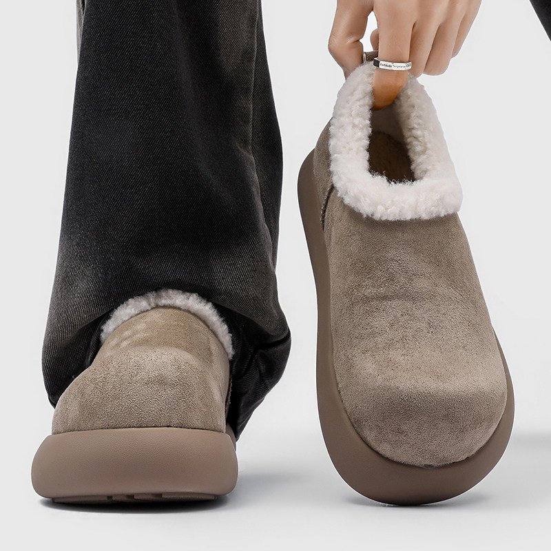 冬季加绒毛毛雪地靴男女保暖一脚蹬全包勃肯鞋大土豆情侣款棉鞋潮