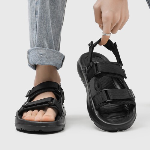 休闲魔术贴沙滩鞋轻便露趾凉鞋