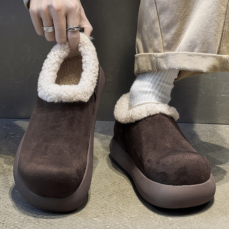 复古加绒加厚保暖全包勃肯鞋男女冬季户外休闲棉鞋情侣款雪地靴潮