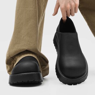 小土豆全包勃肯鞋男一脚蹬懒人鞋透气厚底7cm隐形增高休闲皮鞋潮