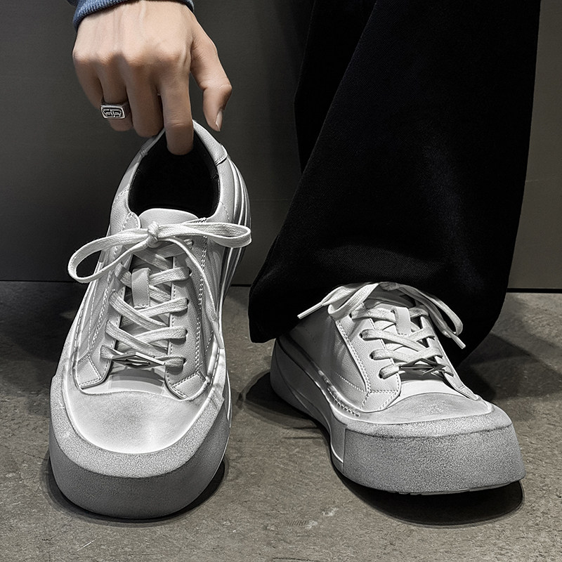 小众设计感厚底增高小白鞋男女春季户外休闲做旧板鞋情侣款脏脏鞋,流行男鞋,休闲板鞋,淘宝优惠券,粉丝福利购,淘宝优惠卷