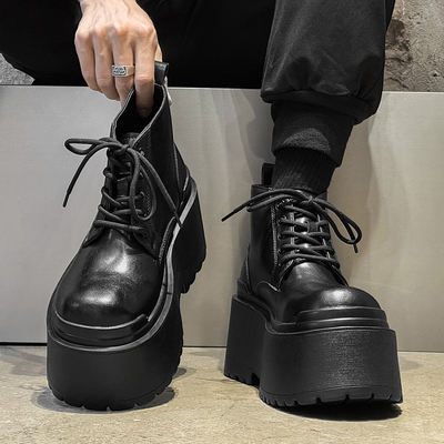 10cm厚底增高马丁靴小个子德比鞋