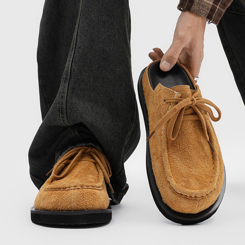 松弛感老钱风勃肯鞋男复古包头半拖鞋一脚蹬无后跟乐福鞋潮袋鼠鞋,流行男鞋,包头拖,淘宝优惠券,粉丝福利购,淘宝优惠卷