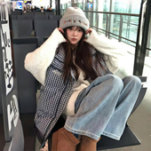 格子立领棉服马甲女秋冬新款 超好看 胖mm大码 外穿坎肩马夹外套602