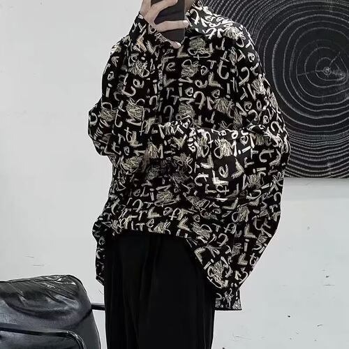 网红很仙的衬衫男牌袖花寸衫