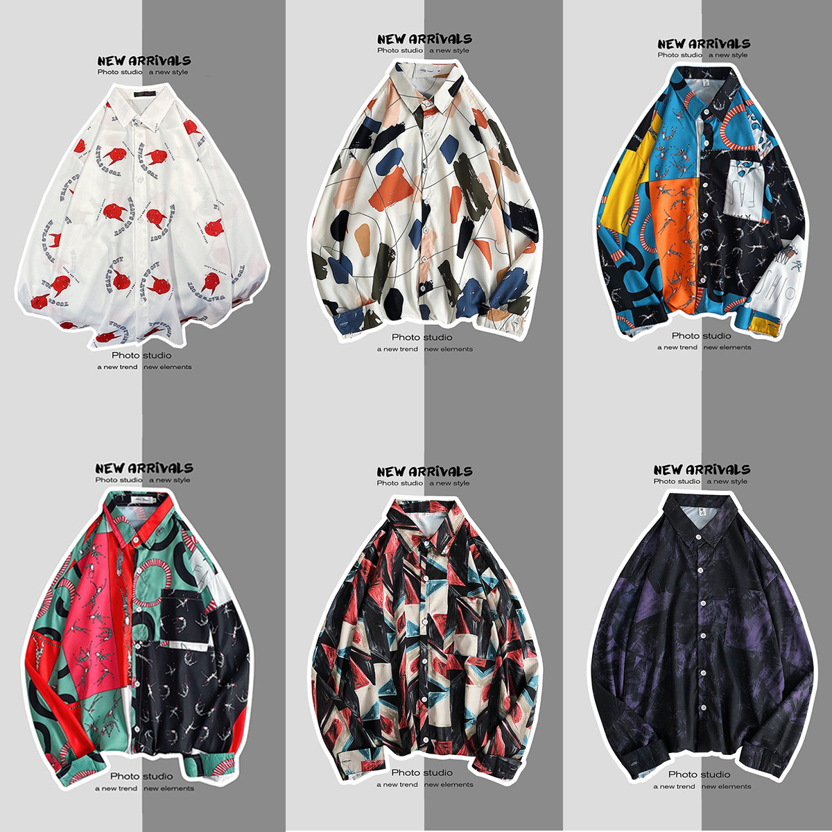 设计感衬衫外套男韩版潮流百搭男生春秋季复古港风日系长袖花衬衣