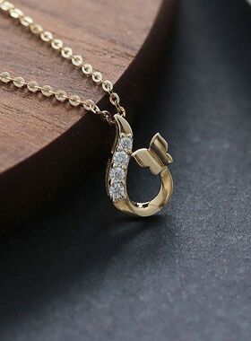 极简S925银14K镀金水滴蝴蝶项链