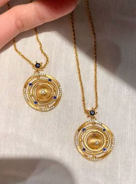 24K电镀保色拉丝星球吊坠可旋转