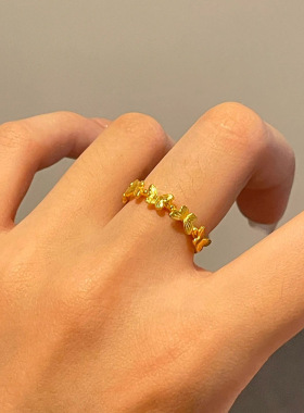 蝴蝶戒指女开口可调节