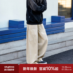 直筒宽松长裤 二更水洗纯棉休闲裤 潮流高街男生工装 新款 子 男春秋季