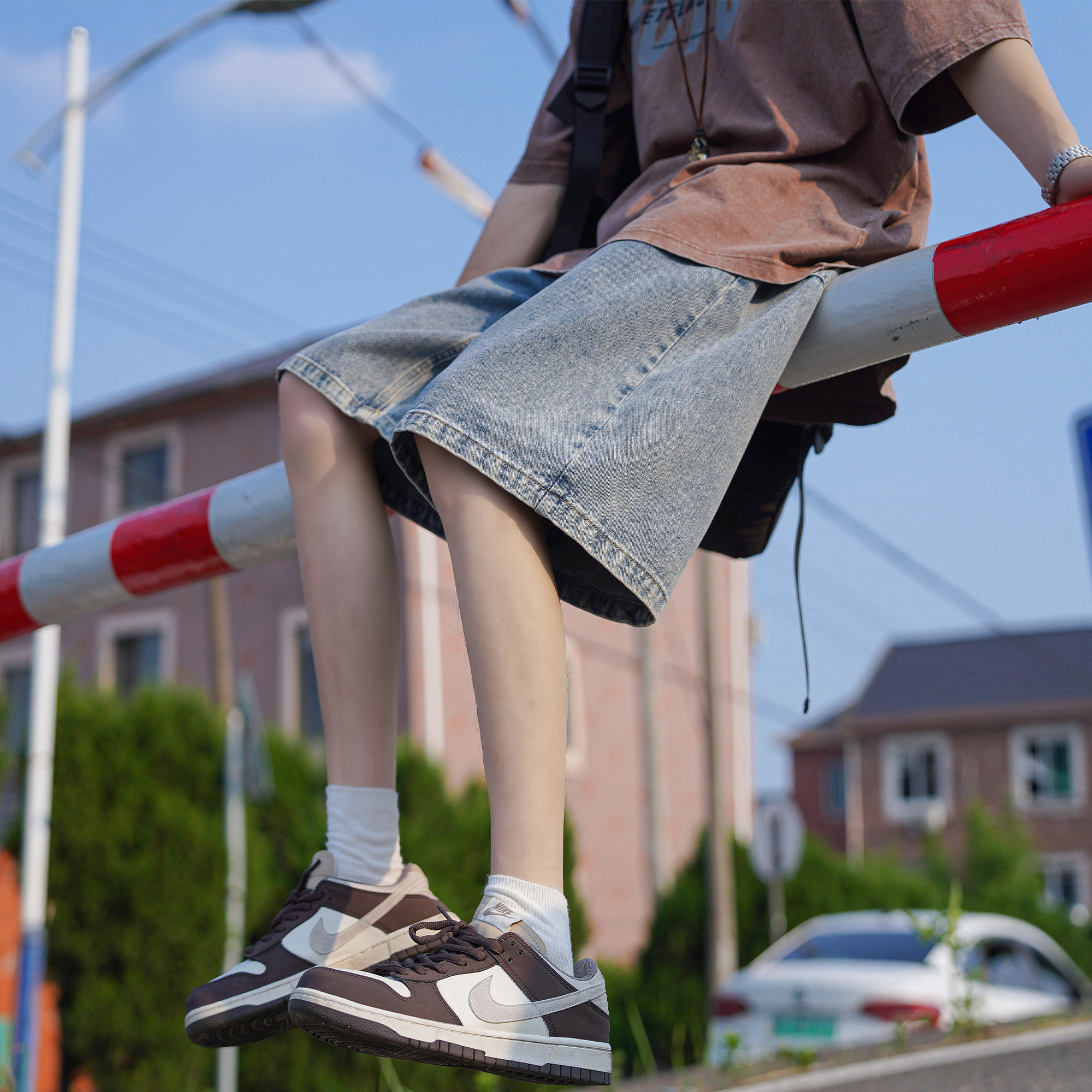 二更牛仔短裤男夏季美式