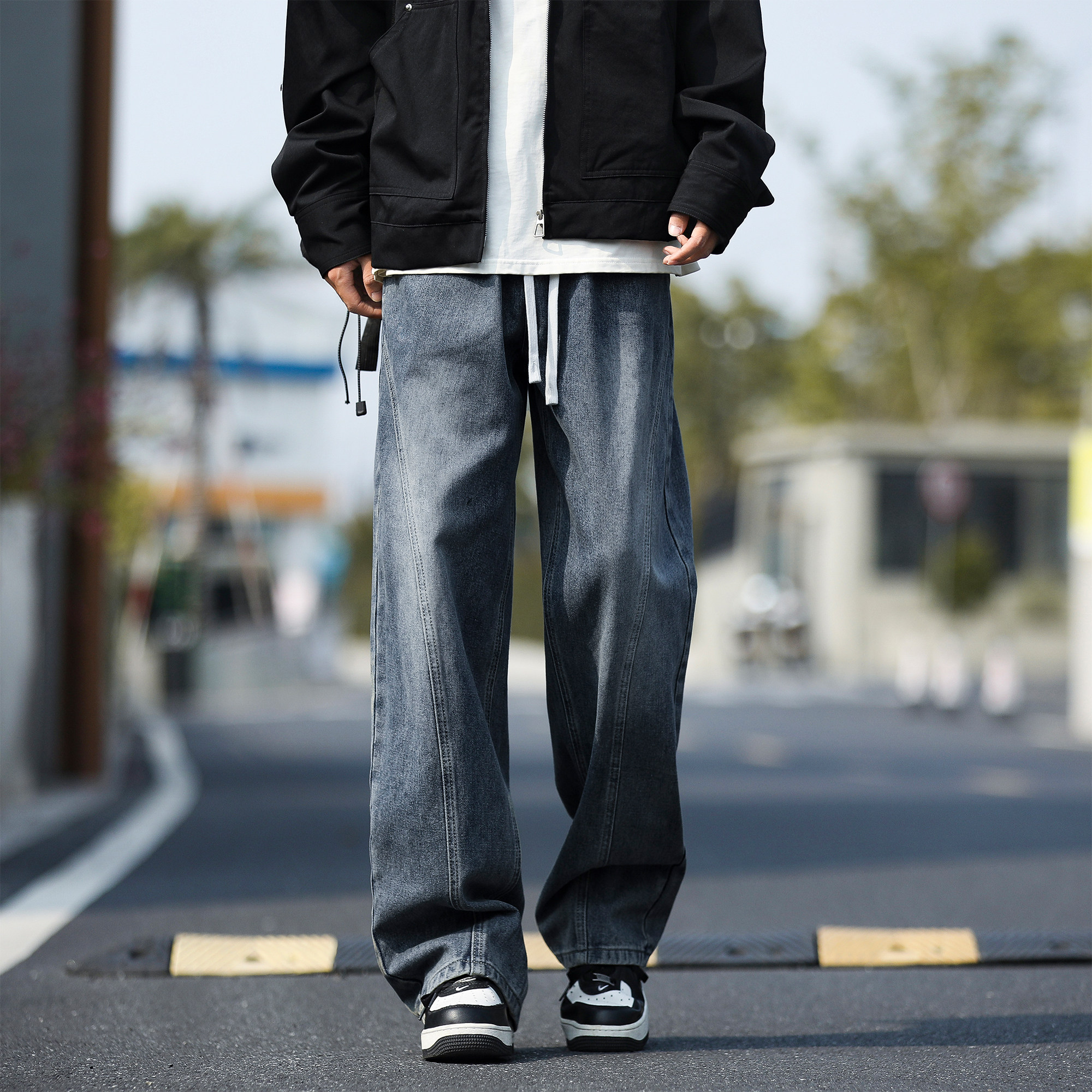 二更美式复古加绒牛仔裤男冬季新款休闲宽松加厚保暖潮流直筒长裤,男装,牛仔裤,淘宝优惠券,粉丝福利购,淘宝优惠卷