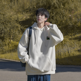 二更重磅美式连帽卫衣男春秋季2025新款潮牌休闲宽松男生上衣外套