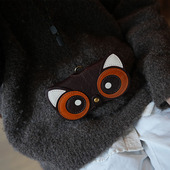 定制植鞣牛皮复古可爱挂脖墨镜眼镜收纳包真皮时尚 眼镜袋 便携式