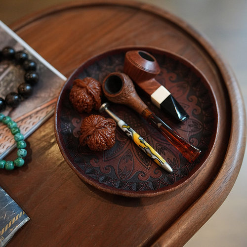 手工植鞣牛皮文玩收纳皮盘